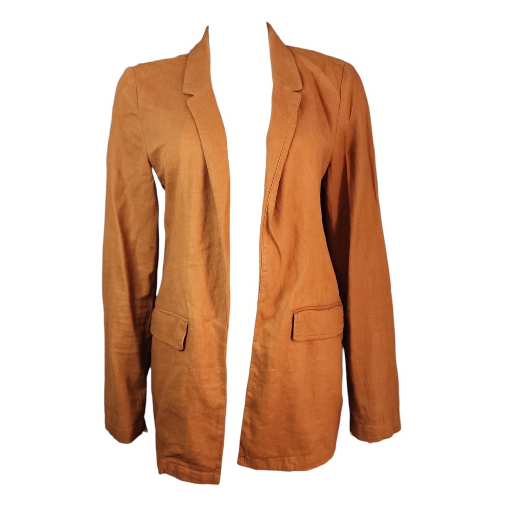 Old Navy Blazer Jacket Womens M‎ Medium Brown Linen Lightweight Casual Beachy